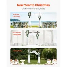 VEVOR Kit de arcos de flores artificiales para bodas (paquete de 4) con tela para drapear arcos de bodas de 21 pies, flores de arco para ceremonias de bodas y telón de fondo de recepción, decoración de bodas (blanco)