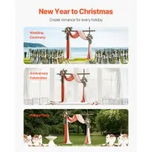 VEVOR Kit de arcos de flores artificiales para bodas (paquete de 4) con tela para drapear arcos de bodas de 21 pies, flores de arco para ceremonias de bodas y telón de fondo de recepción, decoración de bodas (naranja quemado)