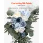 VEVOR Kit de arcos de flores artificiales para boda, arcos de flores azules con cortinas (paquete de 4) - 2 arreglos florales, 2 cortinas transparentes, para ramos de ceremonia, decoración de fondo de recepción
