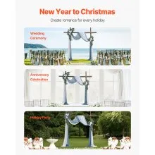VEVOR Kit de arcos de flores artificiales para bodas (paquete de 4) con tela para drapear arcos de bodas de 21 pies, flores de arco para ceremonias de bodas y telón de fondo de recepción, decoración de bodas (azul y blanco)