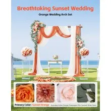 VEVOR Kit de arcos de flores artificiales para bodas (paquete de 5) con tela para drapear arcos de bodas de 33 pies, flores de arco para ceremonias de bodas y telón de fondo de recepción, decoración de bodas (naranja)