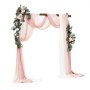 VEVOR Kit de arcos de flores artificiales para boda, arcos de flores rosas con cortinas (paquete de 5) - 2 arreglos florales, 3 cortinas transparentes, para ramos de ceremonia, decoración de fondo de recepción