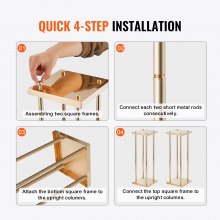 VEVOR 4 soportes para flores de boda con columna de metal dorado, 31.5 pulgadas de alto con laminado de metal, soportes de centro de mesa geométricos para jarrones, estante de exhibición floral cilíndrico para eventos, recepción, caminos para fiestas