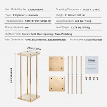 VEVOR 4 soportes para flores de boda con columna de metal dorado, 31.5 pulgadas de alto con laminado de metal, soportes de centro de mesa geométricos para jarrones, estante de exhibición floral cilíndrico para eventos, recepción, caminos para fiestas