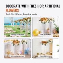 VEVOR 2 soportes de flores de cristal de 35.43 pulgadas/90 cm de alto, lujosos centros de mesa floreros de cristal dorado de metal, perfecto para etapa T, boda, fiesta, ceremonia, cena, evento, hotel, decoración del hogar