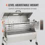 Parrilla giratoria VEVOR con altura ajustable de 4 niveles para un control preciso de la temperatura.