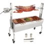VEVOR Parrilla asadora de acero inoxidable, barbacoa de cerdo entero, cordero, cabra, parrilla de carbón, motor eléctrico de 50 W, asador de cerdo, sistema de asador de cordero de 46 pulgadas y 90 lib
