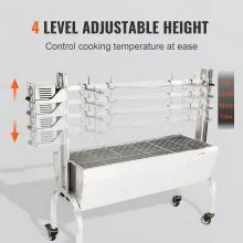 VEVOR Parrilla asadora de acero inoxidable, barbacoa de cerdo entero, cordero, cabra, parrilla de carbón, motor eléctrico de 50 W, asador de cerdo, sistema de asador de cordero de 46 pulgadas y 90 lib