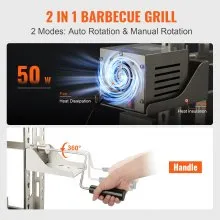 VEVOR Parrilla asadora de acero inoxidable, barbacoa de cerdo entero, cordero, cabra, parrilla de carbón, motor eléctrico de 50 W, asador de cerdo, sistema de asador de cordero de 46 pulgadas y 90 lib