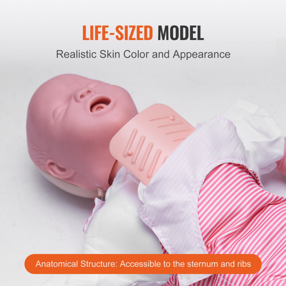 Maniquí de entrenamiento VEVOR para RCP infantil, práctica de la maniobra de Heimlich y reanimación cardiopulmonar (RCP), maniquí profesional de entrenamiento para la obstrucción de las vías respiratorias en bebés, modelo de infarto infantil para la educación.