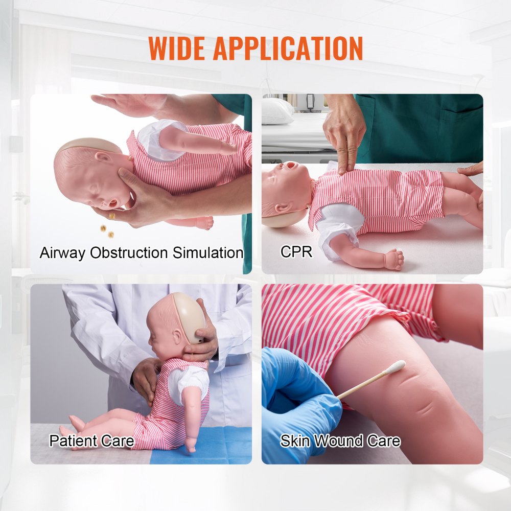 Maniquí de entrenamiento VEVOR para RCP infantil, práctica de la maniobra de Heimlich y reanimación cardiopulmonar (RCP), maniquí profesional de entrenamiento para la obstrucción de las vías respiratorias en bebés, modelo de infarto infantil para la educación.