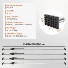 Barra de carga VEVOR, barra de carga con trinquete ajustable de 89" a 104", barra estabilizadora de carga de acero resistente con capacidad de 309 libras, barra de carga para camioneta, remolque, semirremolque (4 piezas)