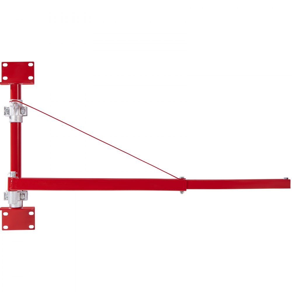 Brazo de elevación eléctrico VEVOR rojo con soporte de montaje en pared y cable, diseñado para tareas de elevación pesada.