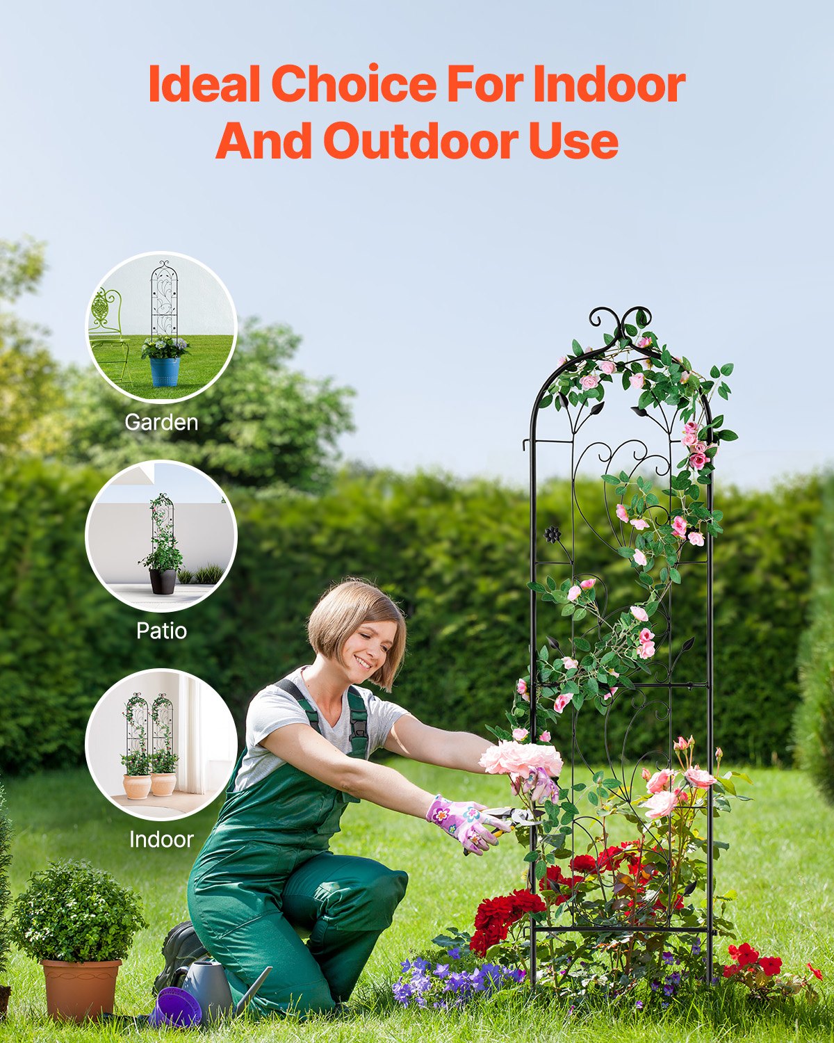 VEVOR Enrejado de jardín para plantas trepadoras, 152 x 38 cm, 2 paquetes de enrejado de metal inoxidable para flores de jardín, soporte para rosas trepadoras y pepinos, enrejado decorativo para clemátides para patios y céspedes.