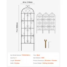 4 paquetes de enrejados de metal para jardín para soporte de plantas trepadoras, 71 x 20 pulgadas, resistentes al óxido