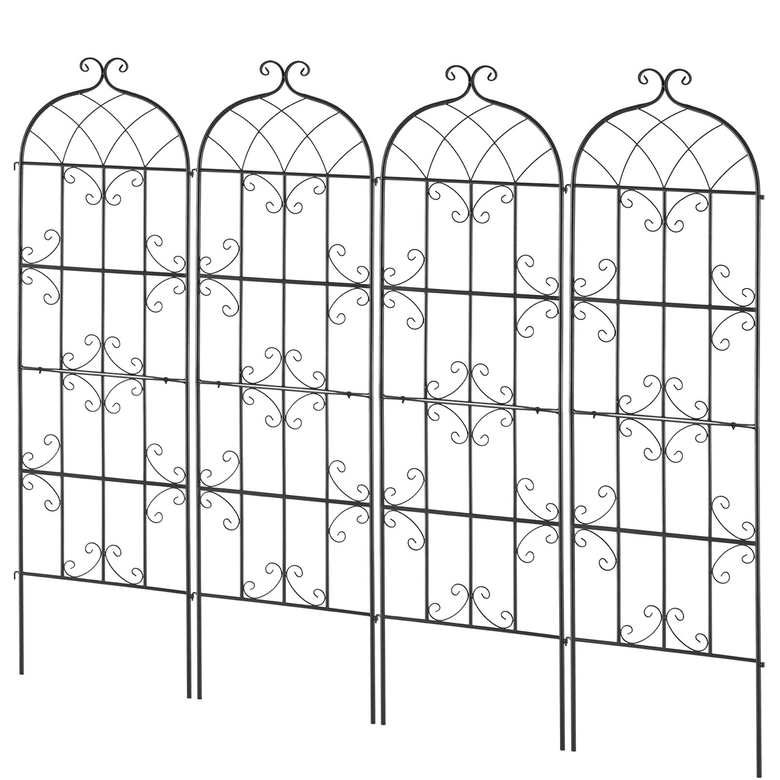VEVOR Enrejado de jardín para plantas trepadoras, 180 x 50 cm, 4 paquetes de enrejado de metal inoxidable para flores de jardín, soporte para rosas trepadoras y pepinos, enrejado decorativo para clemátides para patios y céspedes.
