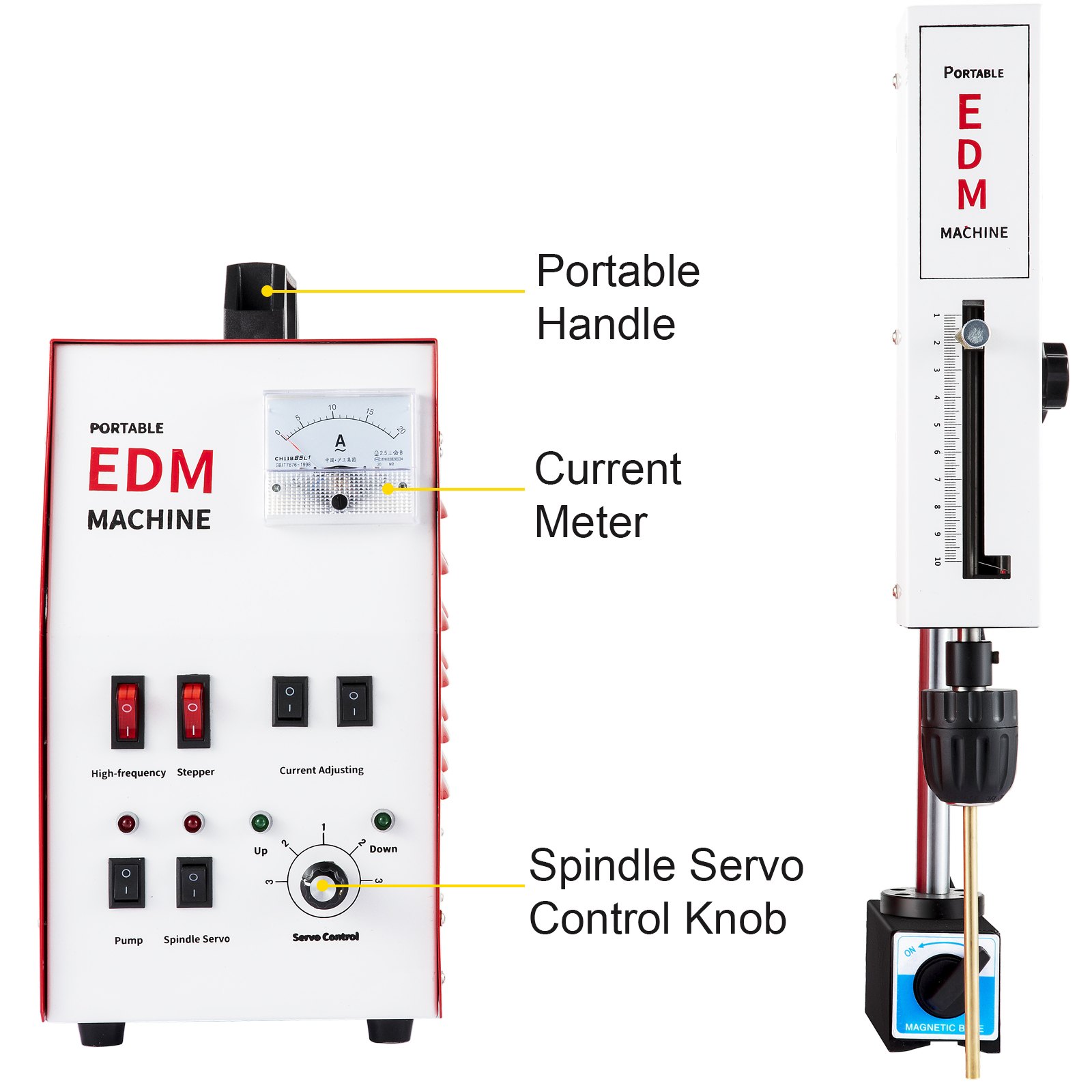 Máquina EDM portátil VEVOR 800W EDM Tap Remover Ajuste de profundidad 0.039"-3.94" Tap Disintegrator Apagado automático EDM Remover 0.03"-0.39" Taladro se desvía del agujero ciego Máquina de eliminación de grifos rotos para grifos