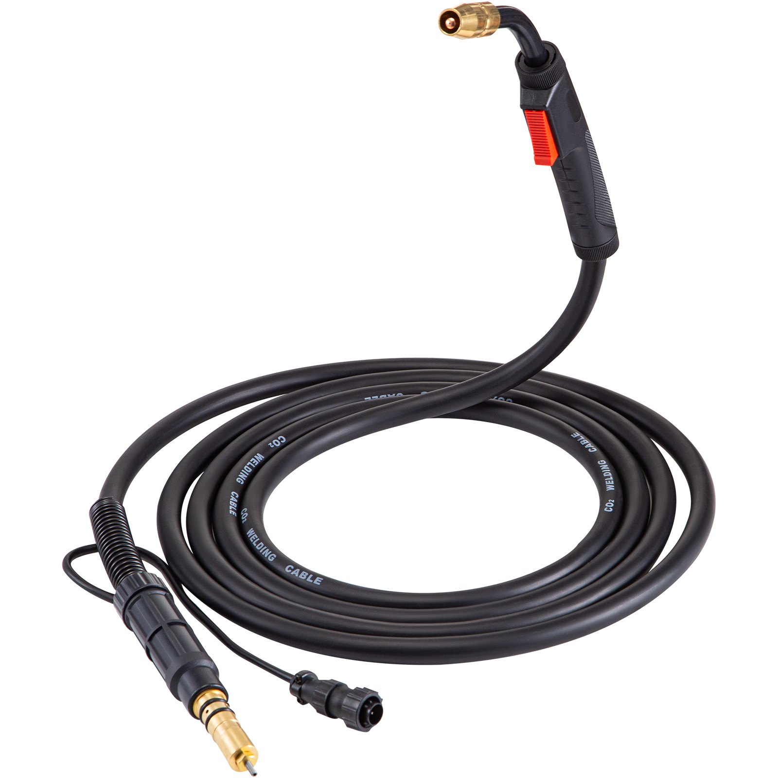 Antorcha de soldadura MIG Miller VEVOR, vista completa con cable extendido y conectores.