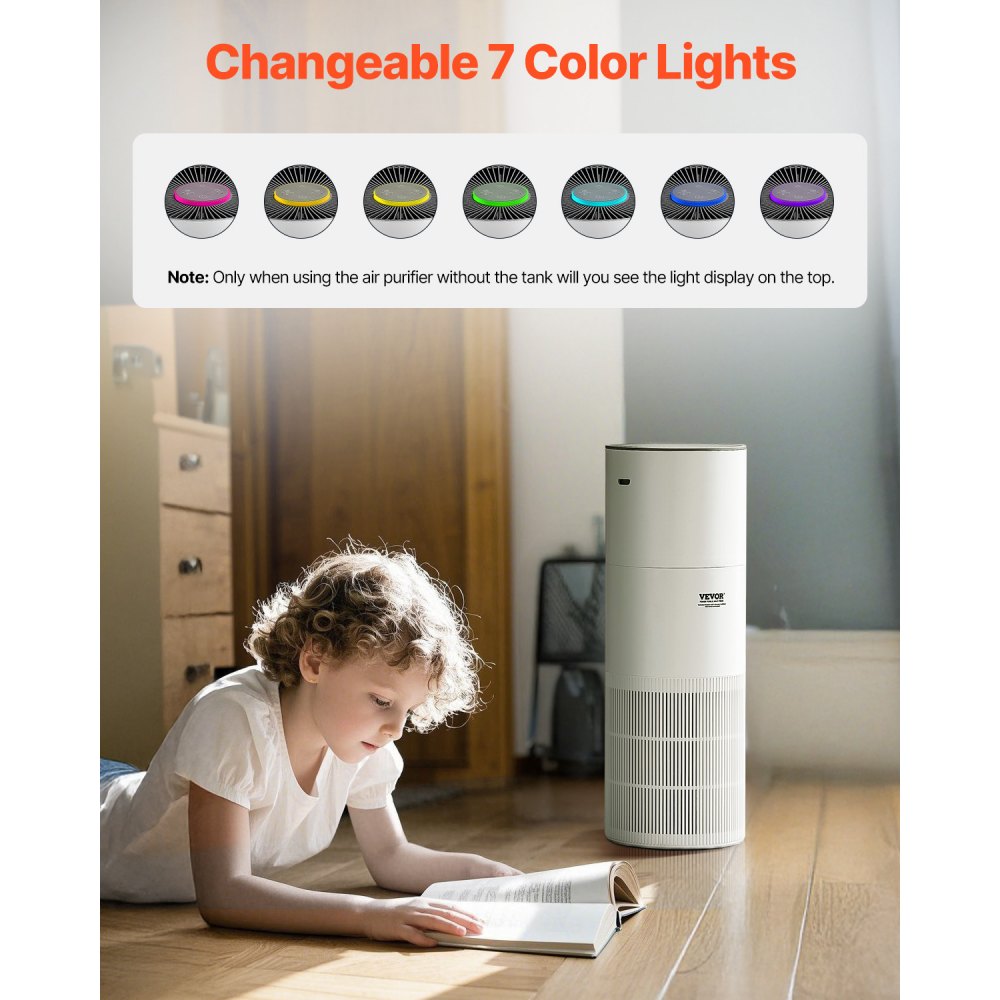Purificador de aire VEVOR, cubre hasta 1090 pies cuadrados en una hora, filtro HEPA 11, silencioso a 22 dB, filtra hasta el 95 % de polen, humo, polvo, caspa de mascotas, olores y cabello. Purificador de aire para el hogar, habitaciones grandes y dormitorios.