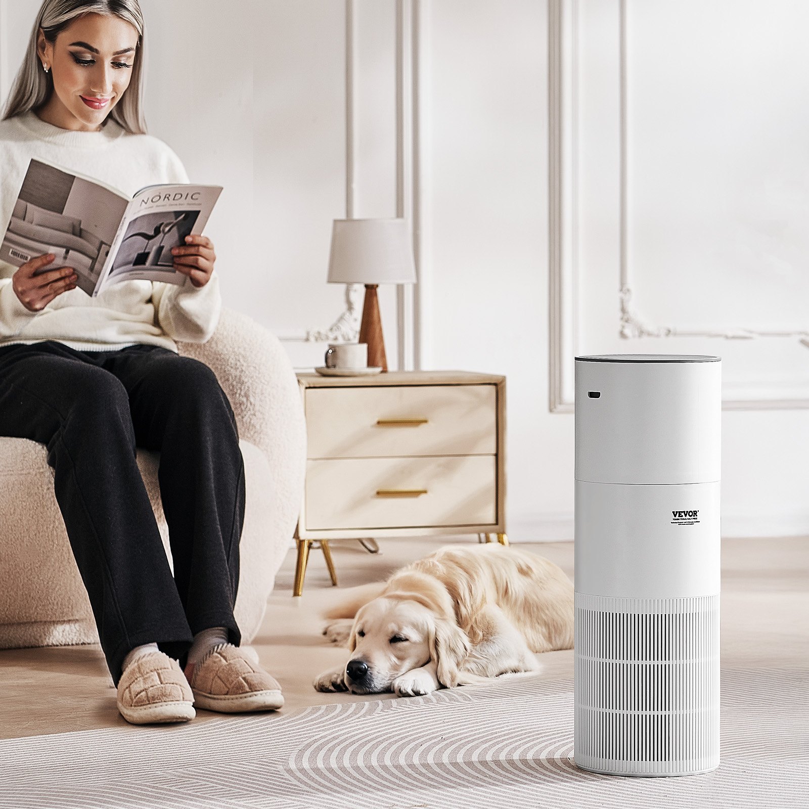 Purificador de aire de 1090 ft²/h con filtro HEPA 11 para el hogar, habitaciones grandes