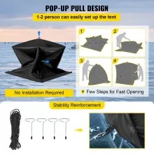 VEVOR refugio de pesca en hielo para 2-3 personas, tienda de pesca en hielo aislada portátil emergente, tela Oxford impermeable