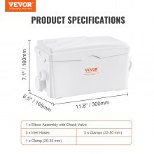 VEVOR Bomba Maceradora, 350W, Flujo 6000 L/h, Cabezal 23 pies/7 m, Bomba Maceradora para Sumidero de Alcantarillado con 3 Entradas de Agua para Sótano, Cocina, Fregadero, Ducha, Bañera, Lavandería, Eliminación de Aguas Residuales