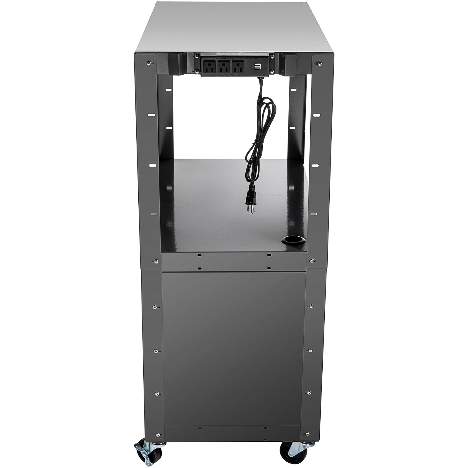 Carro audiovisual de acero VEVOR, carro multimedia de 41 pulgadas de altura ajustable con gabinete con cerradura, carro de presentación de 33" x 18" de ancho adicional con 3 estantes, carro para proyector con ruedas de 150 lb con 4 ruedas y 2 frenos