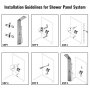 Guía de pasos de instalación del sistema de paneles de ducha VEVOR con ilustraciones de montaje en pared.