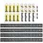Kit de rieles de amarre para vías eléctricas VEVOR que incluye rieles, soportes, correas amarillas y accesorios de anillo.