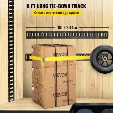 Riel de amarre VEVOR E-Track, 4 rieles de acero de 8 pies con ranuras estándar de 1"x2.5", compatible con anillos en O y D y amarres y correas de trinquete y cadenas enganchadas, para asegurar carga y equipo pesado