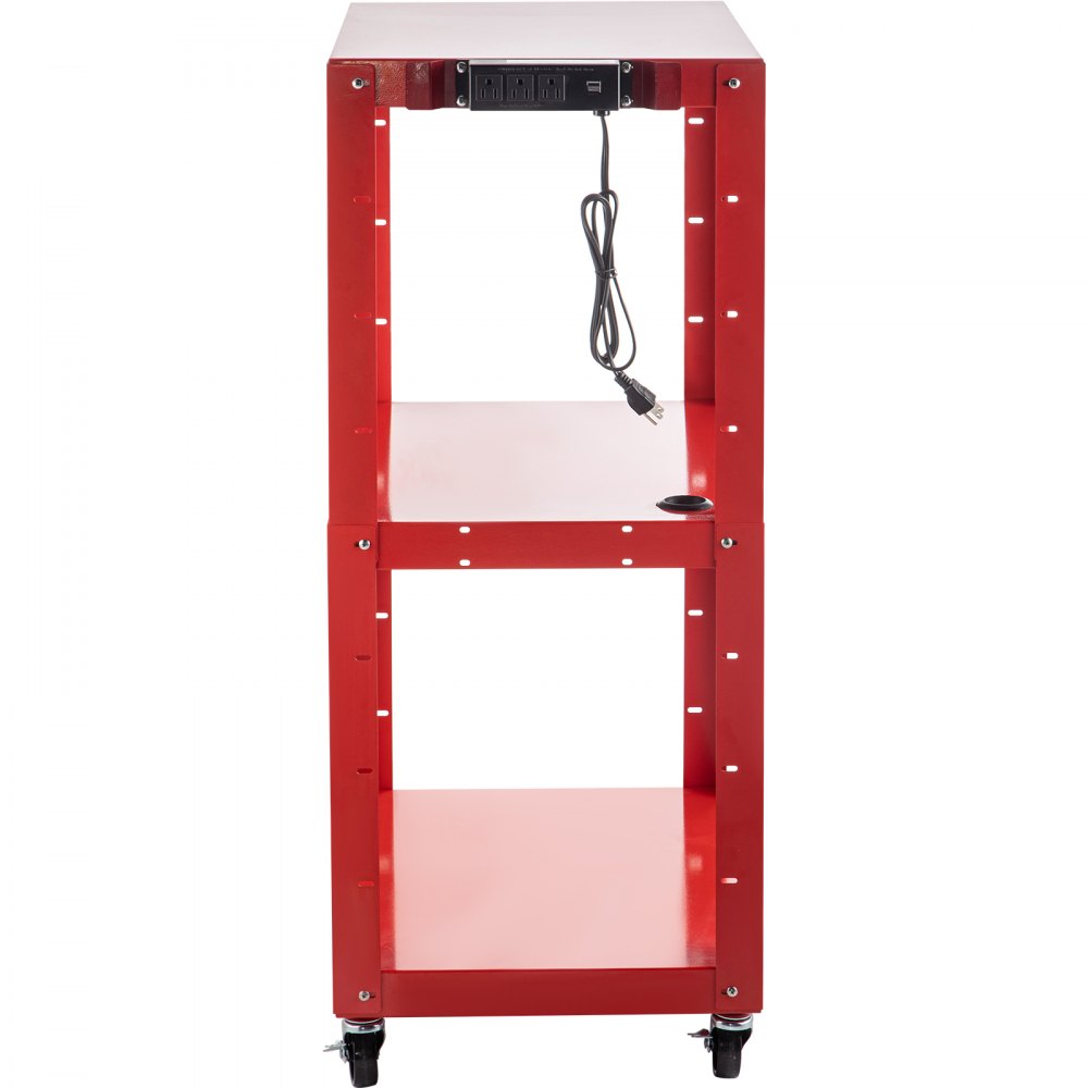 Carro audiovisual de acero VEVOR, carro multimedia de altura ajustable de 66 a 104 cm con cable de alimentación, carro de presentación de 63 x 46 cm con 3 estantes, carro para proyector con ruedas de 68 kg y 2 frenos, apto para cargas pesadas.