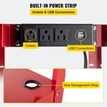 Carro AV de acero VEVOR, carro de medios de altura ajustable de 26 a 41 pulgadas con cable de alimentación eléctrica, carro de presentación de 25 x 18 pulgadas con 3 estantes, carro de proyector rodante de 150 libras con 2 frenos adecuado para carga