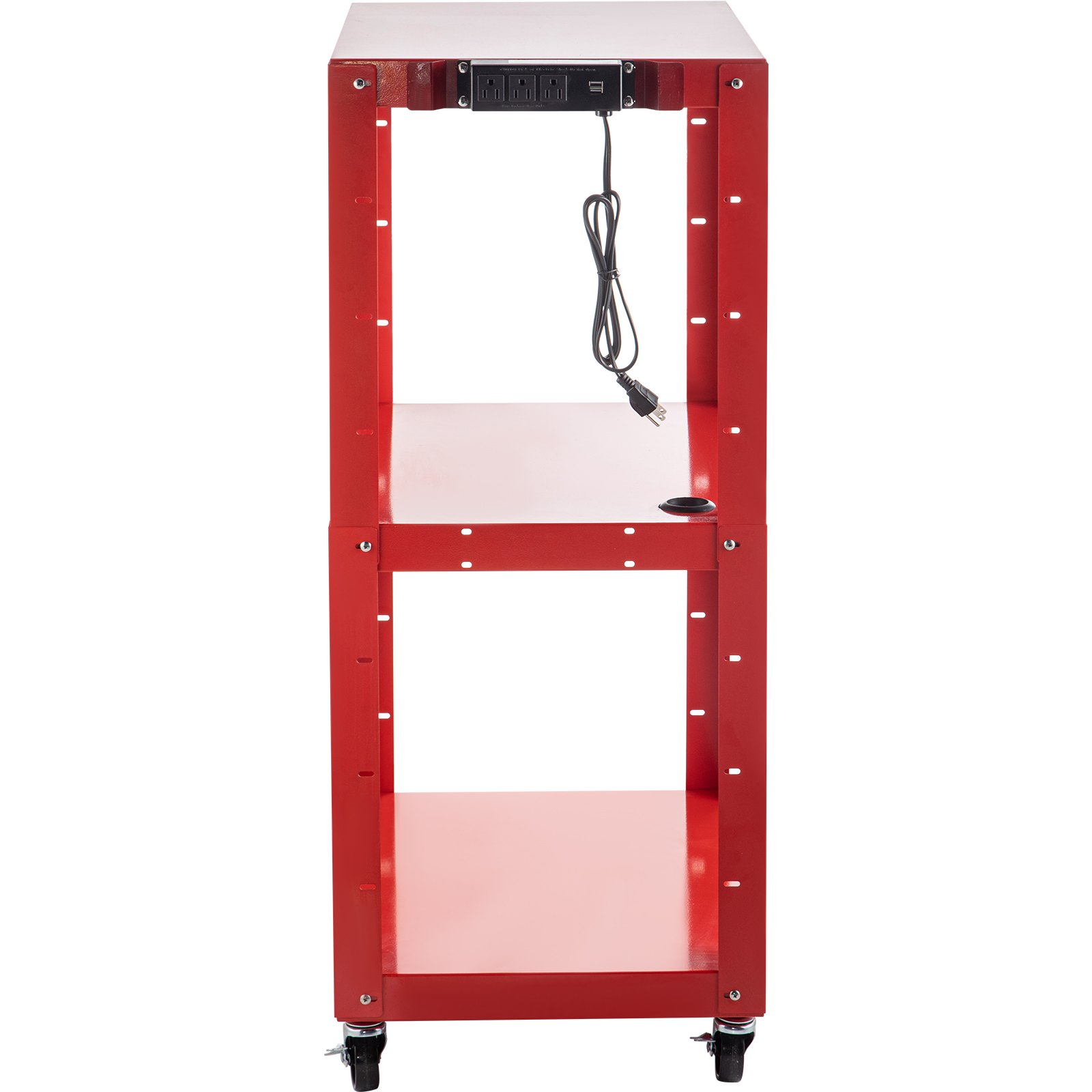 Carro audiovisual de acero VEVOR, carro multimedia de altura ajustable de 66 a 104 cm con cable de alimentación, carro de presentación de 63 x 46 cm con 3 estantes, carro para proyector con ruedas de 68 kg y 2 frenos, apto para cargas pesadas.