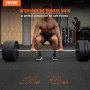 Hombre levantando pesas sobre colchonetas de gimnasio VEVOR; 12 piezas que cubren 48 pies cuadrados para una actividad física segura.