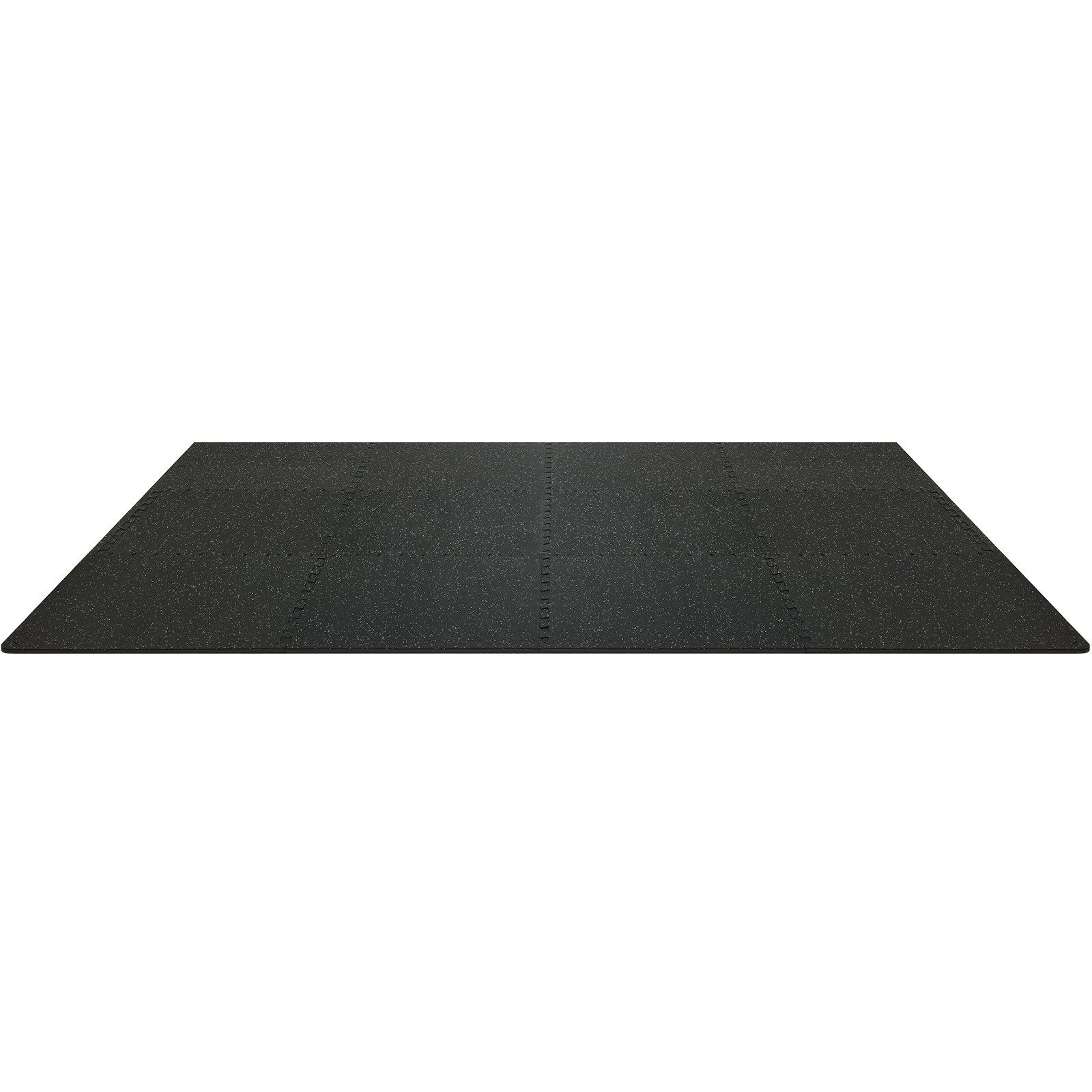 Alfombrillas de gimnasio VEVOR, negras, superficie texturizada, bordes entrelazados, ideales para gimnasios domésticos y comerciales.