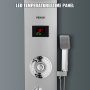 Panel de ducha LED VEVOR con pantalla de temperatura y cabezal de ducha de mano.