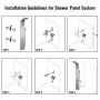 VEVOR Sistema de torre de panel de ducha 5 en 1 Acero inoxidable Multifunción Lluvia Cascada Chorros de masaje Bañera Caño Ducha de mano