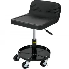 VEVOR Taburete de garaje con ruedas, capacidad de 300 libras, altura ajustable de 15.7 a 20.5 pulgadas, asiento mecánico con ruedas giratorias de 360 grados y bandeja de herramientas, para taller, taller de reparación de automóviles, negro