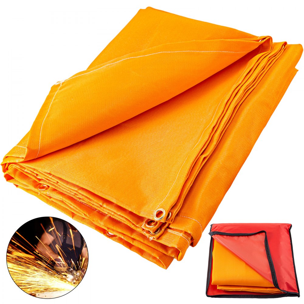 VEVOR Manta de soldadura de 10 x 10 pies Manta de fibra de vidrio naranja Manta ignífuga portátil de fibra de vidrio Estera de soldadura Aislamiento resistente al calor ignífugo con bolsa de transport