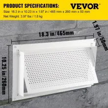 Ventilación de inundación VEVOR, 8" de altura x 16" de ancho x 2" de profundidad Ventilación de inundación de la base, para reducir el daño de la base y el riesgo de inundación, blanco, montado en la pared, para espacios de arrastre, garajes y recintos de altura completa