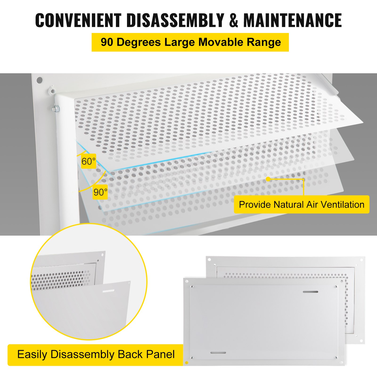 VEVOR Ventilación para Inundaciones de 465x260x50 mm en la Pared Ventilación para Inundaciones de Cimientos para Reducir Daños a los Cimientos y el Riesgo de Inundaciones en Espacios de Acceso, Blanco
