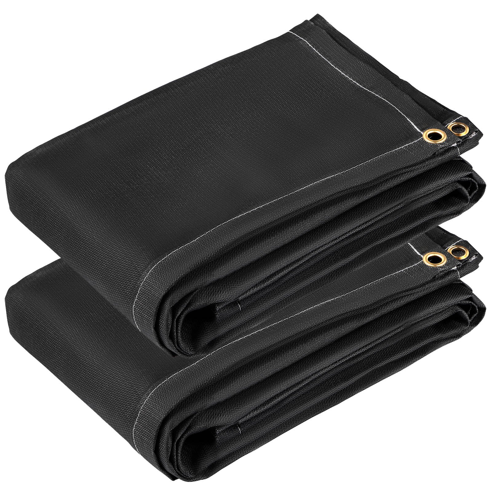 Mantas ignífugas VEVOR, paquete de 2 mantas para soldadura, manta de supresión de incendios de 6' x 10', manta ignífuga de 1022 °F, mantas de emergencia contra incendios negras, manta ignífuga de fibra de vidrio con 8 ojales de latón