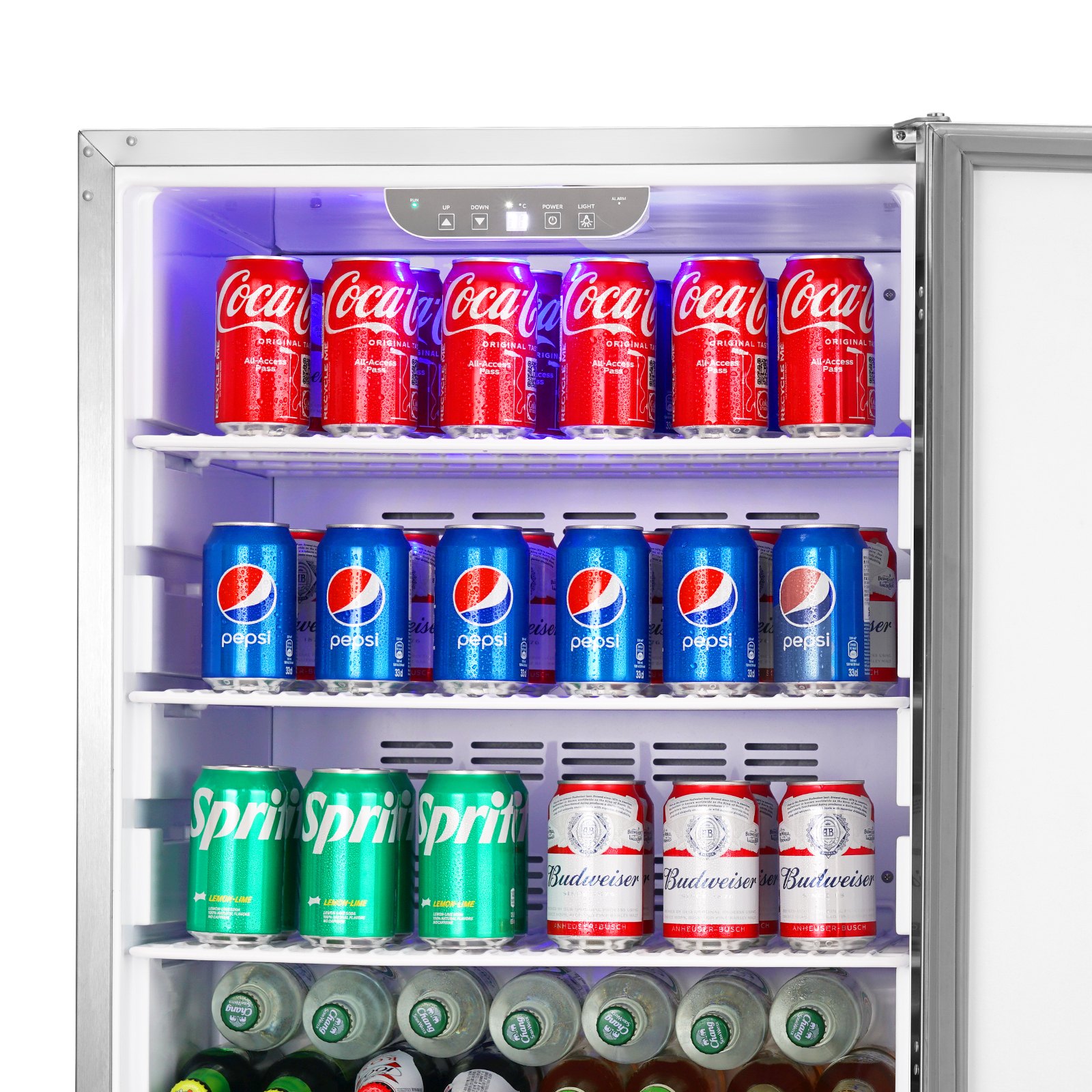 Refrigerador de bebidas VEVOR de 24 pulgadas para interiores y exteriores, 185 cuartos de galón, para colocar bajo encimera o de pie, con capacidad para 175 latas, de acero inoxidable, para uso residencial, doméstico, comercial o de bar.