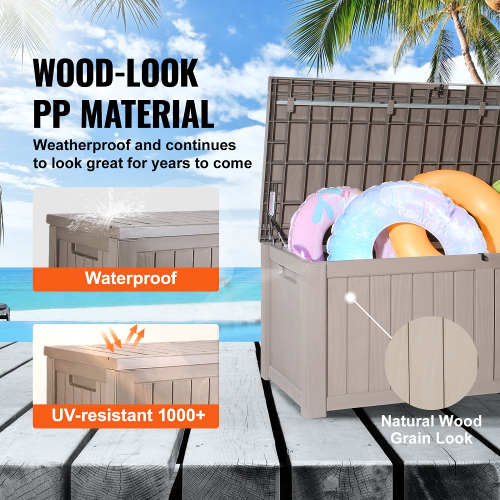 VEVOR Caja de cubierta, 120 galones, 56.3" x 26.6" x 23.8" Caja de almacenamiento para exteriores, Caja de cubierta de PP impermeable con candado de aleación de aluminio, para muebles de patio, herram