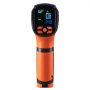 Termómetro infrarrojo VEVOR naranja con pantalla digital y botones de control.