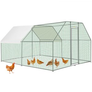 VEVOR Gallinero de metal VEVOR, gallinero grande de 10'x20'x6.4' con  cubierta, extensión de gallinero de acero galvanizado con puerta con  cerradura, jaula de techo plano para gallina, pato, conejo, perro en granja