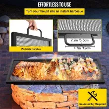 VEVOR Rejilla de Cocción Rectangular Parrilla para Fogatas de 44 x 15 pulgadas