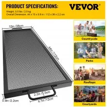 VEVOR Rejilla de Cocción Rectangular Parrilla para Fogatas de 44 x 15 pulgadas