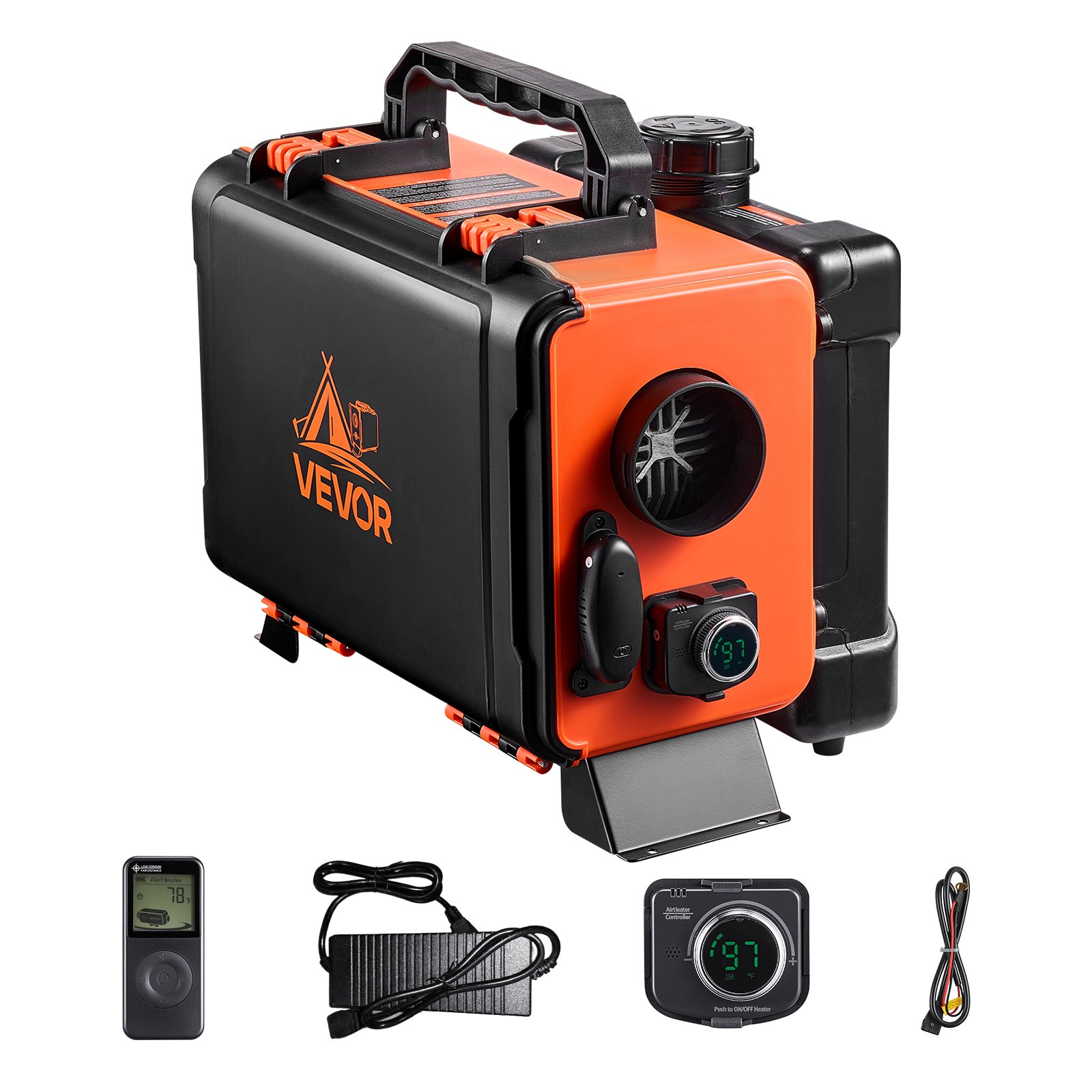 Calefactor diésel VEVOR, 8 kW, 12 V/24 V CC, calefactor de aire diésel portátil todo en uno con control remoto y pantalla LCD, calentamiento rápido y silencioso, tanque de combustible de 1,2 galones para camiones, furgonetas, autocaravanas, caravanas y garajes.