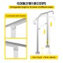 VEVOR - Barandilla de escalera para exterior, apta para 1 o 2 escalones, de aleación de metal, flexible, de transición, para porche, con kit de instalación, para escaleras de hormigón o madera, color plateado
